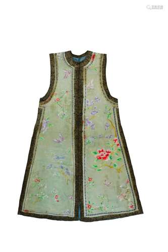 flower embroidered violet blue silk waistcoat