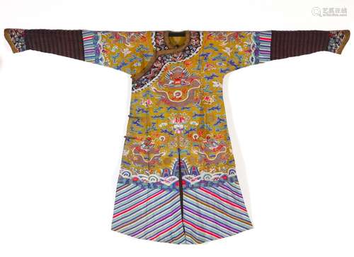 A dragon patterned yellow "kesi" emperor's robe