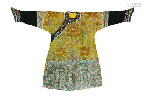 A dragon embroidered emperor's yellow robe