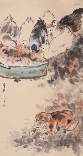 A Chinese duck painting, Xu Beihong mark