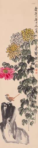 A Chinese flower-and-plant painting, Qi Baishi mark