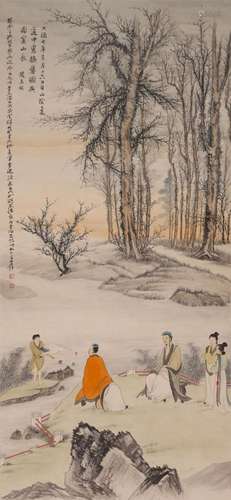 A Chinese figure painting, Zhang Daqian mark