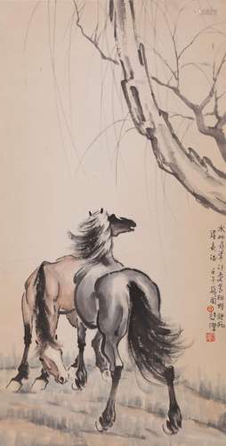 A Chinese horse painting, Xu Beihong mark