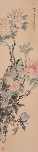 A Chinese flower-and-plant painting, Huang Binhong mark