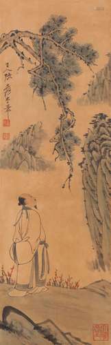 A Chinese figure painting, Zhang Daqian mark