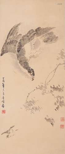 A Chinese eagle painting, Sun Qifeng mark