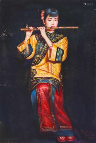 A Chinese figure painting, Chen Yifei mark