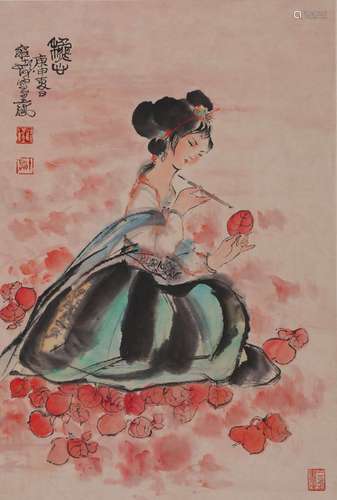 A Chinese figure painting, Cheng Shifa mark