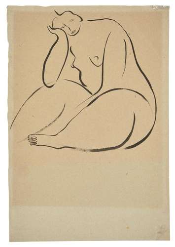 SANYU 1901 - 1966 Nu assis Encre sur papier