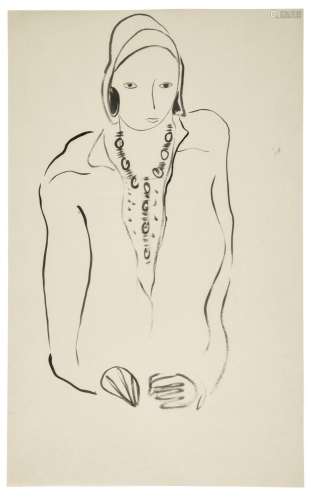 SANYU 1901 - 1966 Femme au collier Encre sur papier
