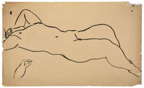 SANYU 1901 - 1966 Nu allongé et étude d avant bras Encre sur...