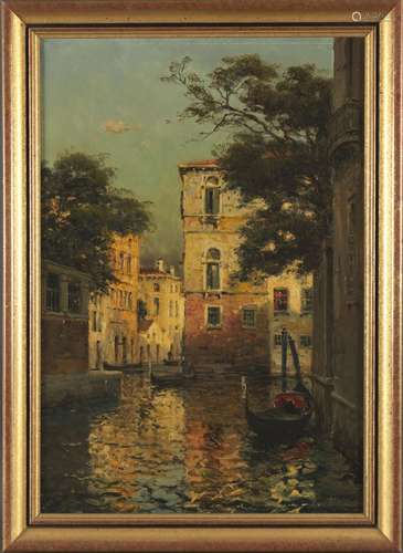 Marc ALDINE (1912-1972) - Gondoles à Venise - Huile sur toil...