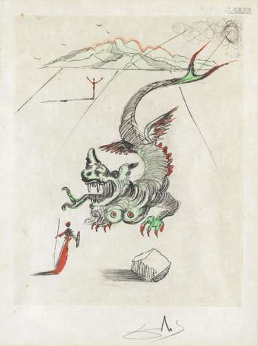 Salvador DALI (1904-1989) - Le Dragon Vert - Gravure pour le...