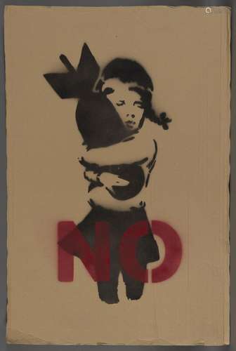 BANKSY (D'après) - Bomb Hugger Girl - Stop the war , Etiquet...