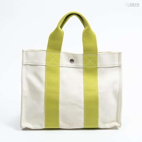 HERMES- Sac cabas ligne Herline – en toile de coton écru – P...