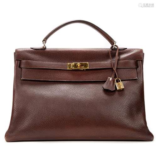 HERMES Sac à main Kelly retourné 40 cm – En taurrion clémenc...