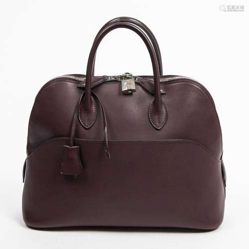 HERMES -  Sac bolide en veau swift de couleur prune – Intéri...