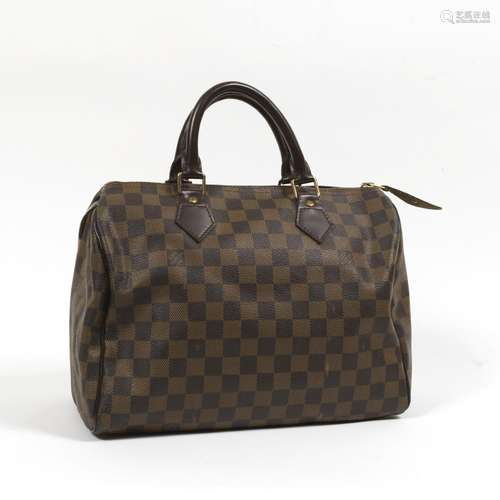 LOUIS VUITTON -Sac Speedy 30 en toile enduite dammiée et cui...