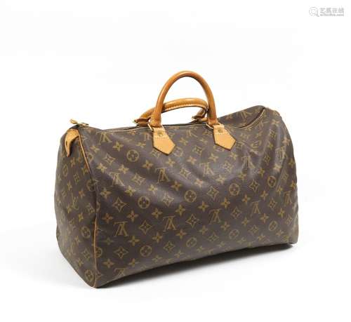 LOUIS VUITTON -Sac Speedy en toile monogramme et vache natur...