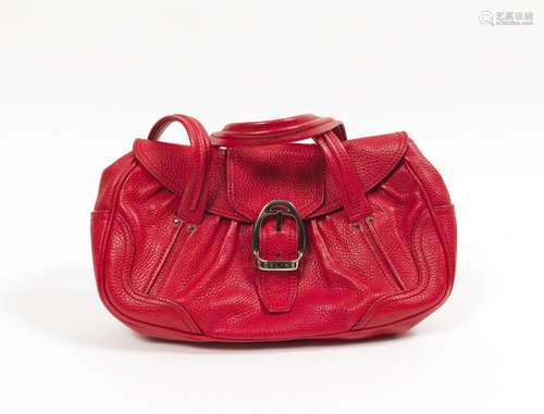 CELINE - Sac porté main ou épaule en cuir grainé rouge – Int...