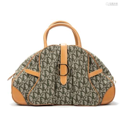 CHRISTIAN DIOR – Sac de forme bowling – En toile monogramme ...