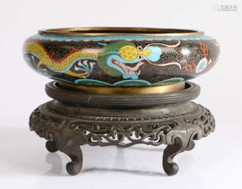 Chinese cloisonne bowl, with an internal dragon and two furt...