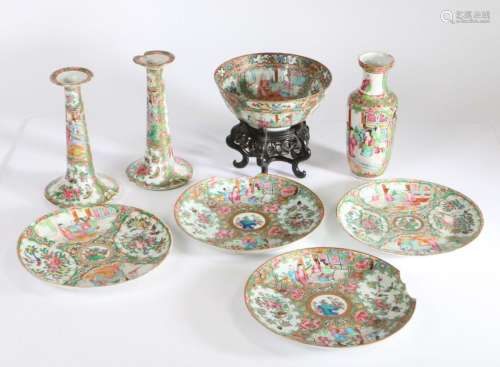 A collection of Chinese Canton porcelain, all decorated in t...