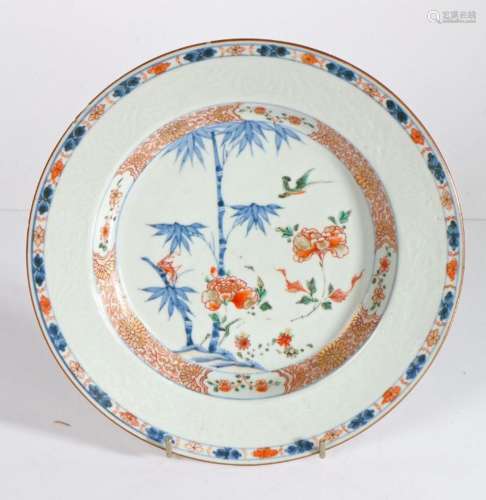 Chinese porcelain plate, Qing Dynasty, 18th Century, with bl...