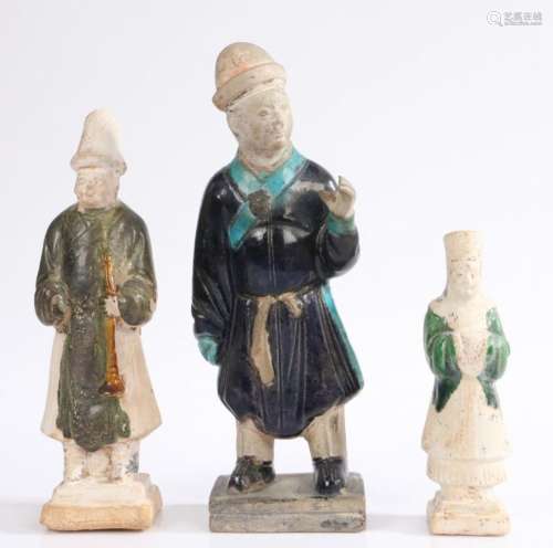 Chinese pottery Tomb figures, all Ming Dynasty, to include a...