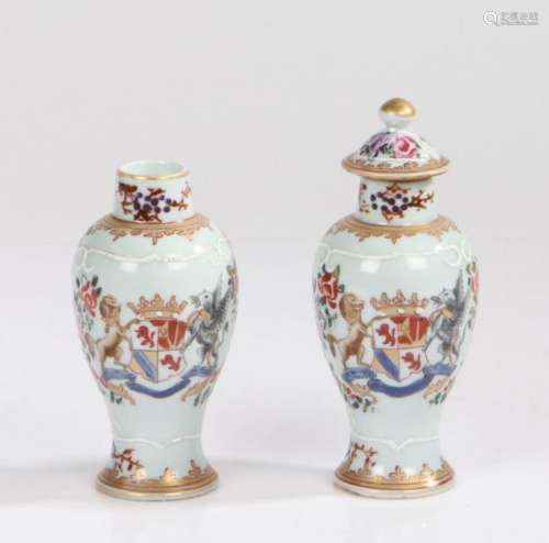 Pair of Chinese porcelain armorial vases, Qing Dynasty, the ...