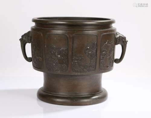 Chinese bronze censer, Qing dynasty, 19th Century, with elep...