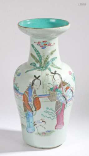 Large Chinese porcelain vase, the flared lip with internal t...