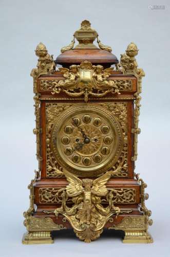 Large 'Henry II' clock in bronze and wood (73x41x34c...