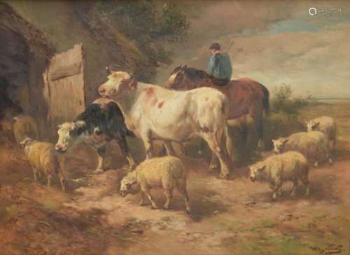 Henry Schouten: painting (o/c) 'animal scene' (72x10...