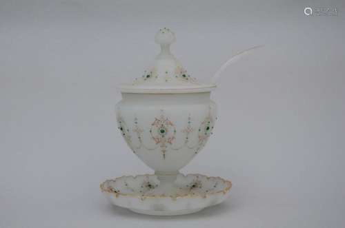 A punch bowl in opaline with spoon (H42 dia30cm) (*)