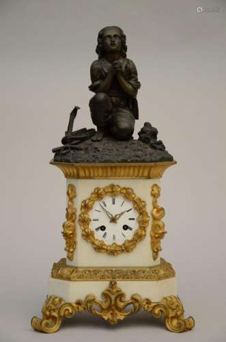 Louis-Philippe clock in bronze and marble 'the prayer...