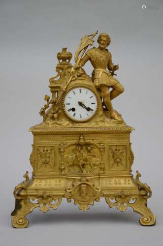 Gilded bronze gothic revival clock 'knight' (h54x50x...