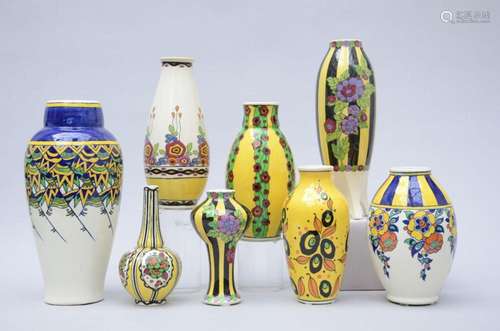 Lot of 8 Art Deco vases, Boch (h23 to 42cm) (*)