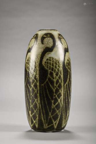 Art Deco vase in grès Keramis, Boch la Louvière,Charles Catt...