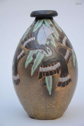 Art Deco vase in stoneware, keramis, 'birds' D1230 (...