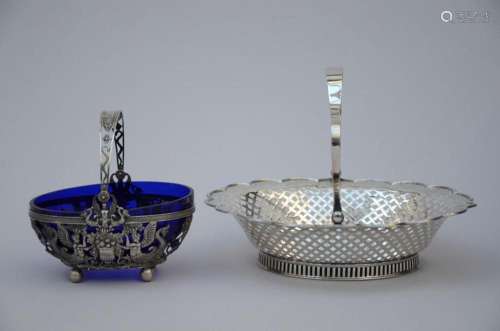 Two silver baskets (H9x29cm) (H9x19cm)