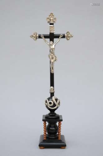 Crucifix in wood with silver elements (h54cm)