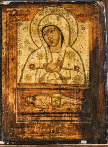 An Russian icon 'Madonna at the Tomb of Christ' (30....