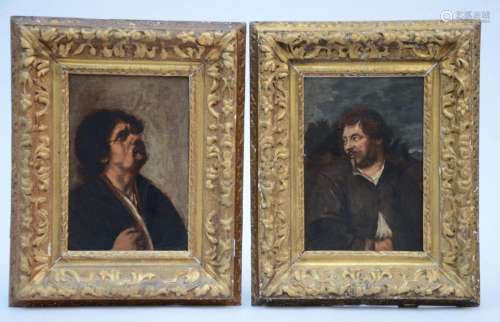 Anonymous: paintings (o/p) 'a pair of men's portrait...