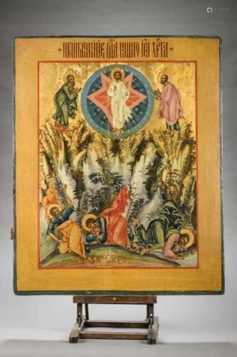 A Russian icon (tempera on panel) 'resurrection of Chris...