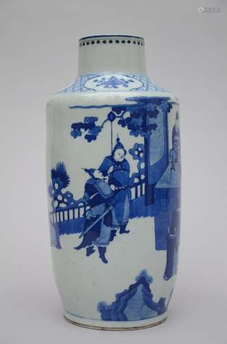 Chinese vase in blue and white porcelain, 'court scene&#...