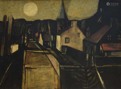 Maurice Schelck: painting (o/c) 'village view' (90x1...