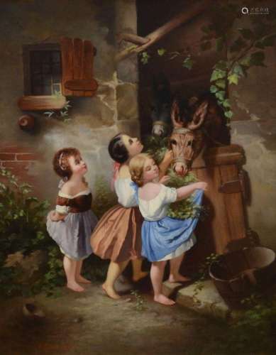 Anonymous 1860: painting (o/c) 'girls with donkeys' ...