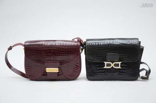 Two Delvaux croco handbags: bordeaux and black (*)