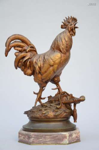 P. Le Courtier: bronze statue 'rooster' (h72cm)